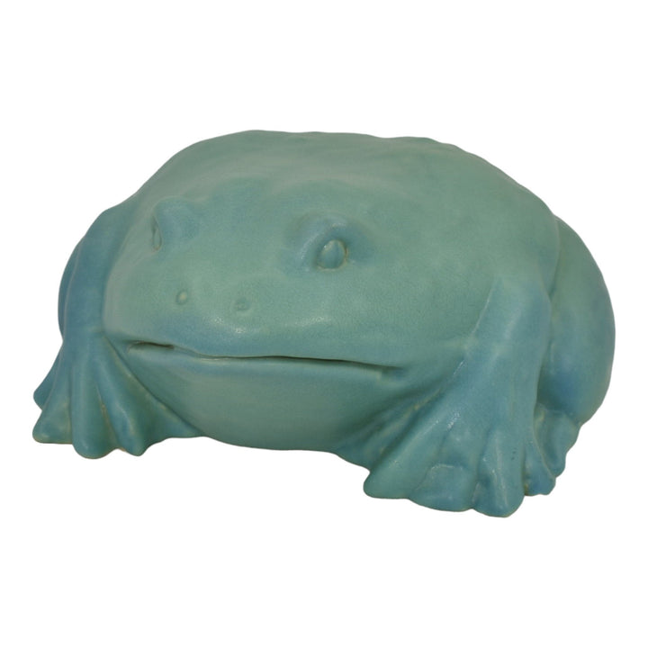 Van Briggle 1990s Vintage Art Pottery Blue Large Frog Ceramic Figurine Dobbs