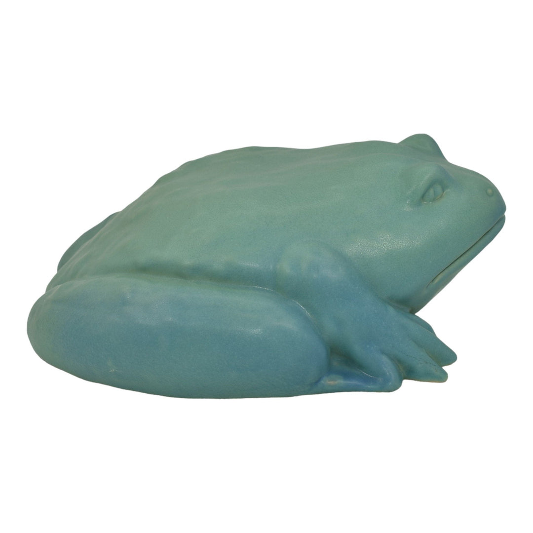 Van Briggle 1990s Vintage Art Pottery Blue Large Frog Ceramic Figurine Dobbs