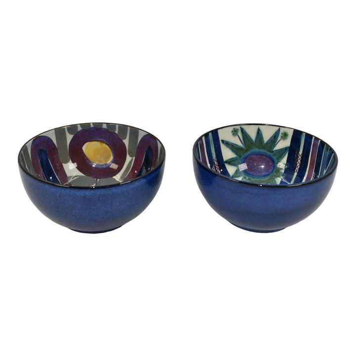 Royal Copenhagen Tenera Fajance 1960s Vintage Pottery Blue Ceramic Bowls 2196