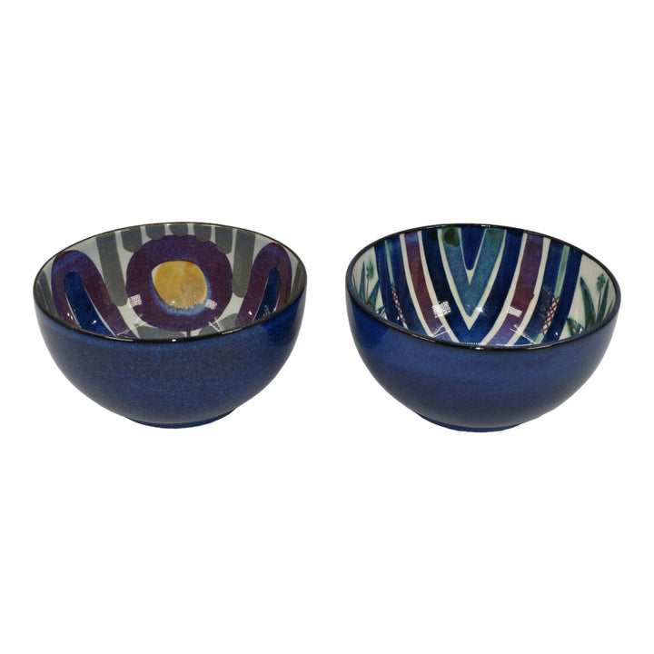 Royal Copenhagen Tenera Fajance 1960s Vintage Pottery Blue Ceramic Bowls 2196