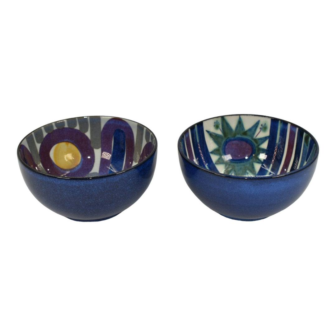 Royal Copenhagen Tenera Fajance 1960s Vintage Pottery Blue Ceramic Bowls 2196