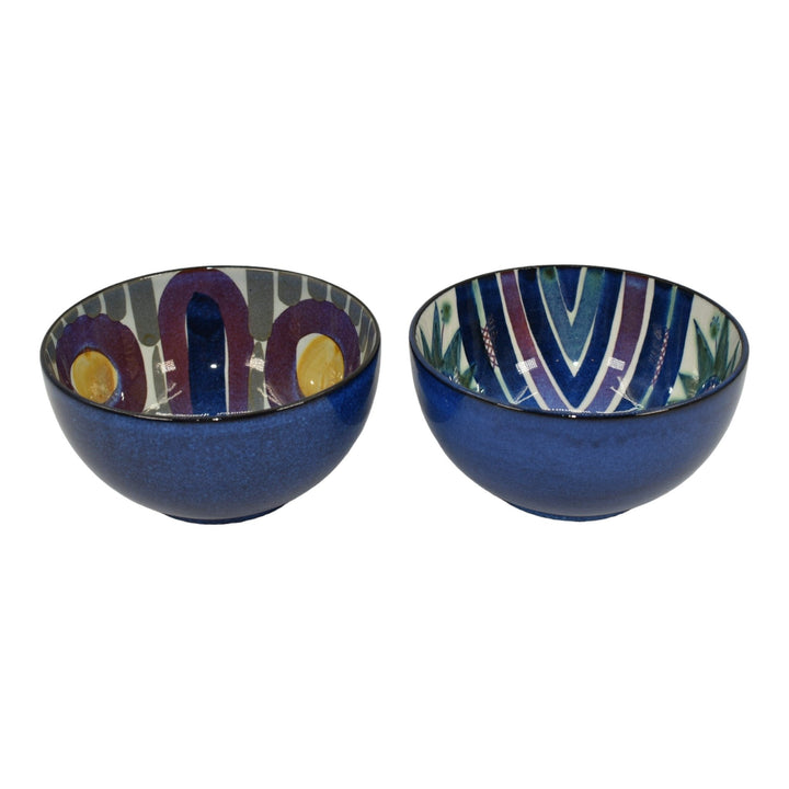 Royal Copenhagen Tenera Fajance 1960s Vintage Pottery Blue Ceramic Bowls 2196