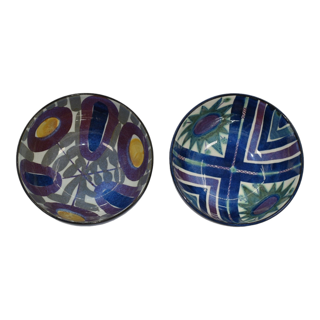 Royal Copenhagen Tenera Fajance 1960s Vintage Pottery Blue Ceramic Bowls 2196