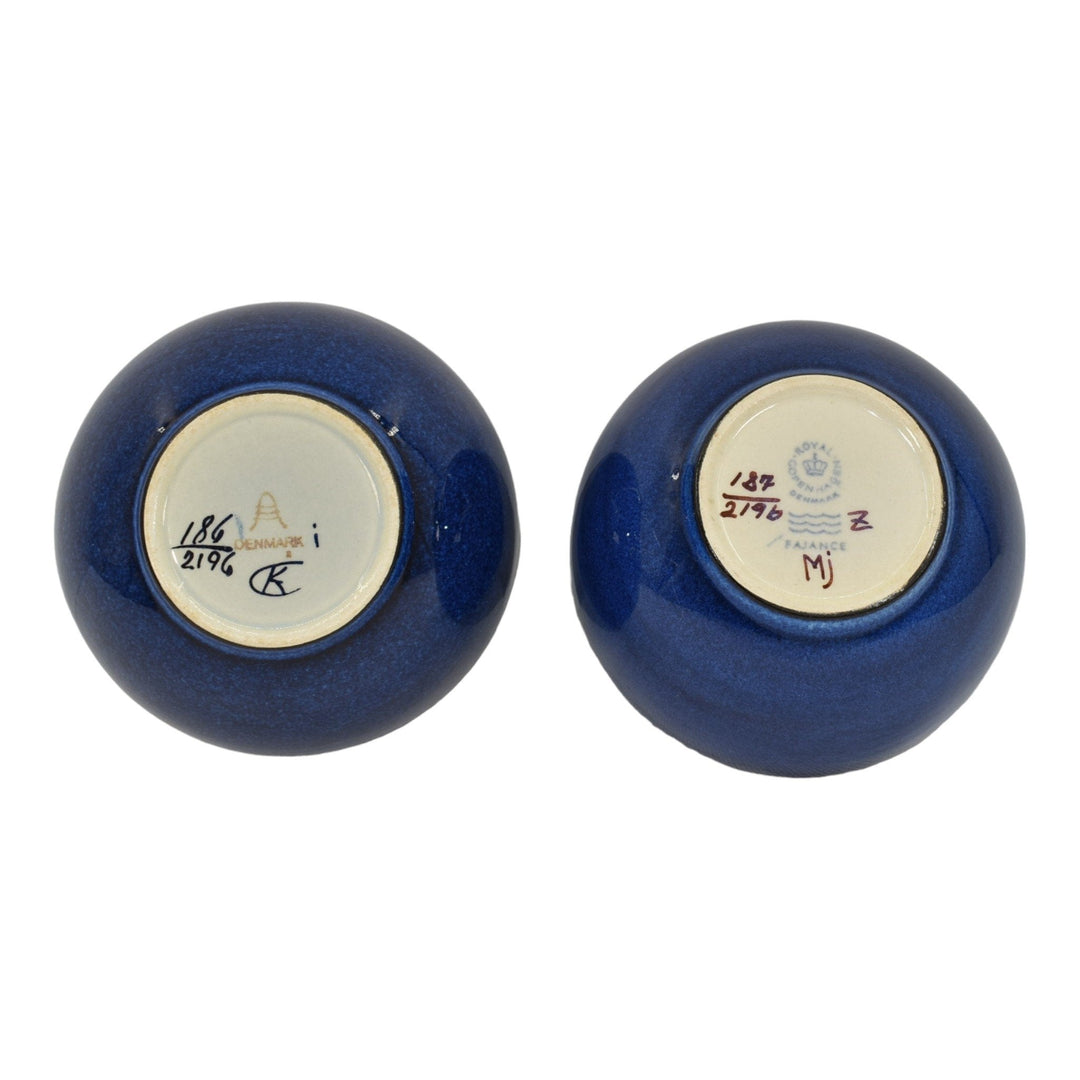 Royal Copenhagen Tenera Fajance 1960s Vintage Pottery Blue Ceramic Bowls 2196