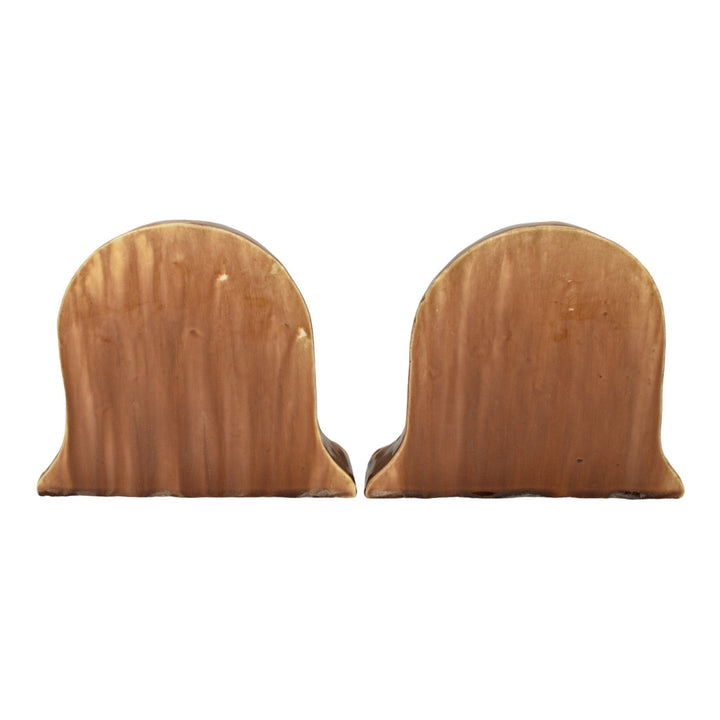 California Clay Products Vintage Art Pottery Brown Adam And Eve Ceramic Bookends - Just Art Pottery