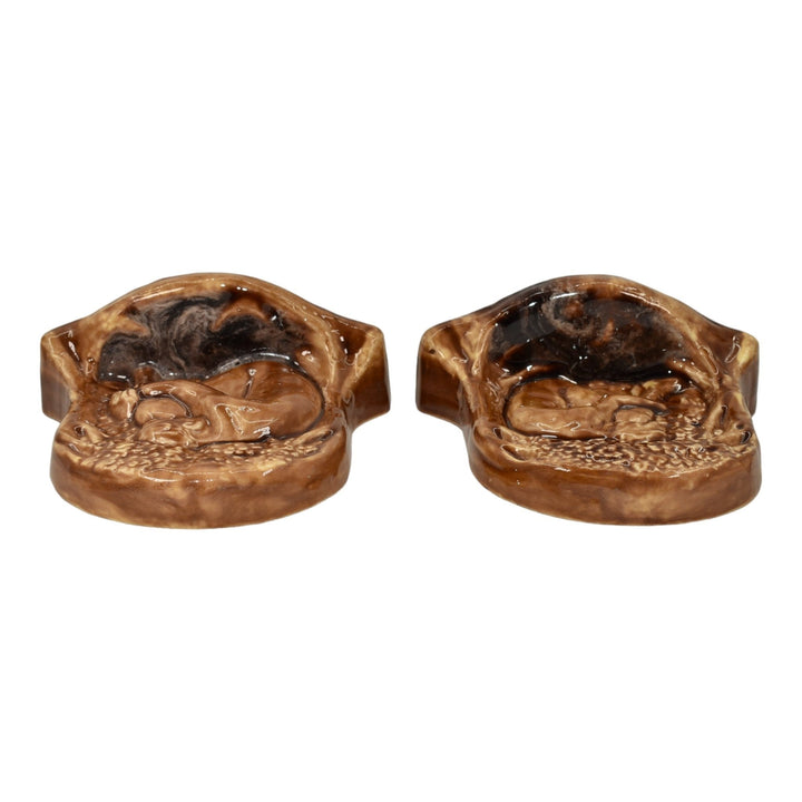 California Clay Products Vintage Art Pottery Brown Adam And Eve Ceramic Bookends - Just Art Pottery