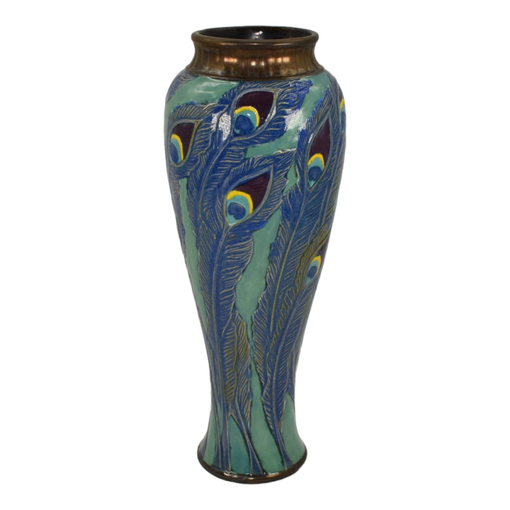 Calmwater Designs Stephanie Young Studio Pottery Peacock Feather Porcelain Vase