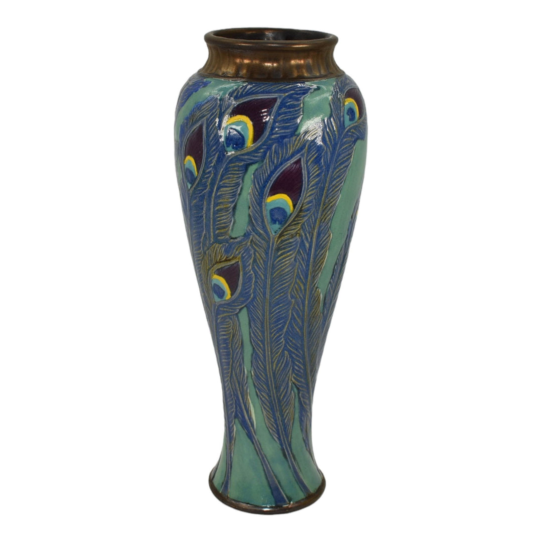 Calmwater Designs Stephanie Young Studio Pottery Peacock Feather Porcelain Vase