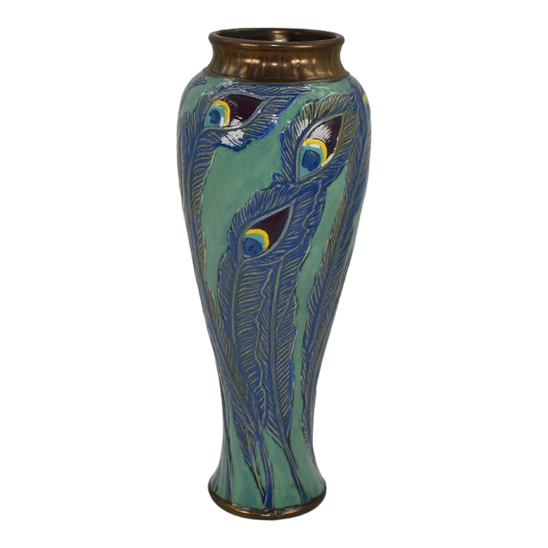 Calmwater Designs Stephanie Young Studio Pottery Peacock Feather Porcelain Vase