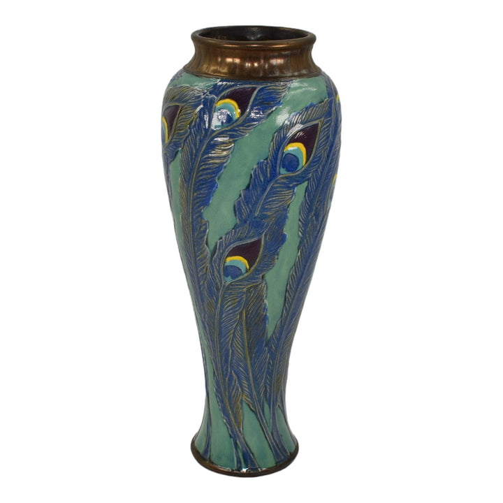 Calmwater Designs Stephanie Young Studio Pottery Peacock Feather Porcelain Vase