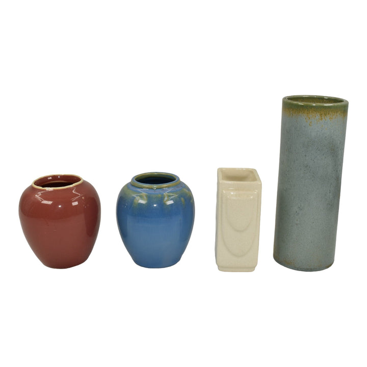 Frederic Auburn Cincinnati Pottery Vintage Art Pottery Set of Four Ceramic Vases