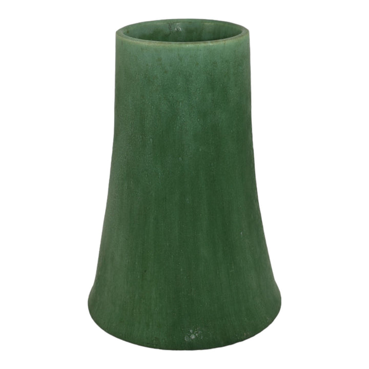 Jervis Early 1900s Vintage Art Pottery Matte Green Crystalline Ceramic Vase 106