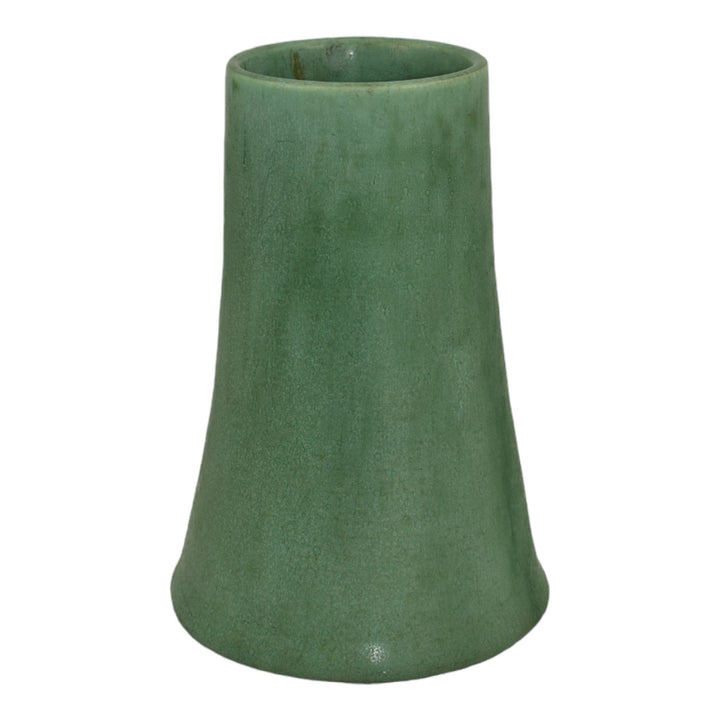 Jervis Early 1900s Vintage Art Pottery Matte Green Crystalline Ceramic Vase 106