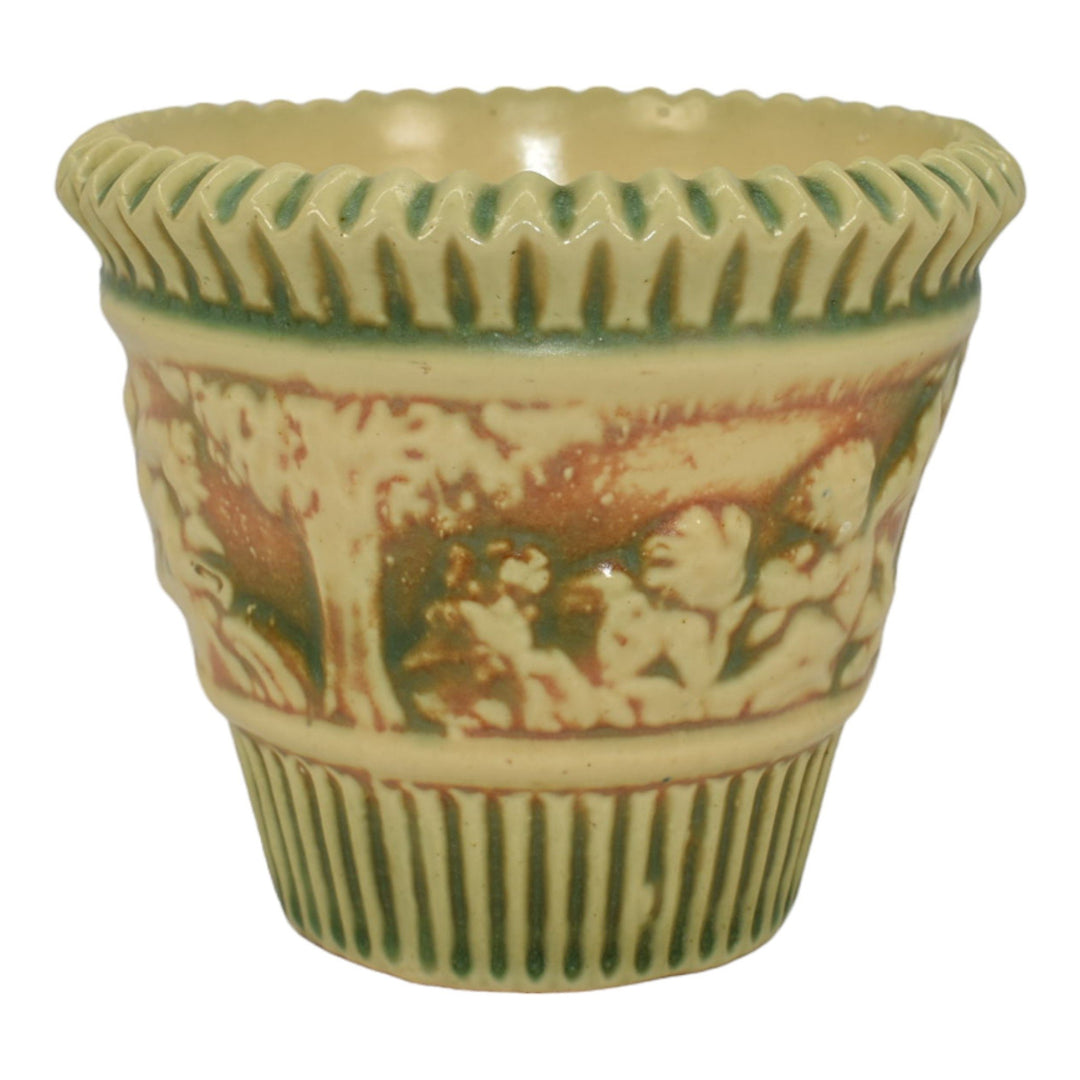 antique ceramic flower pots Roseville Donatello 1916 Vintage Art Pottery Ceramic Flower Pot Planter 580-4