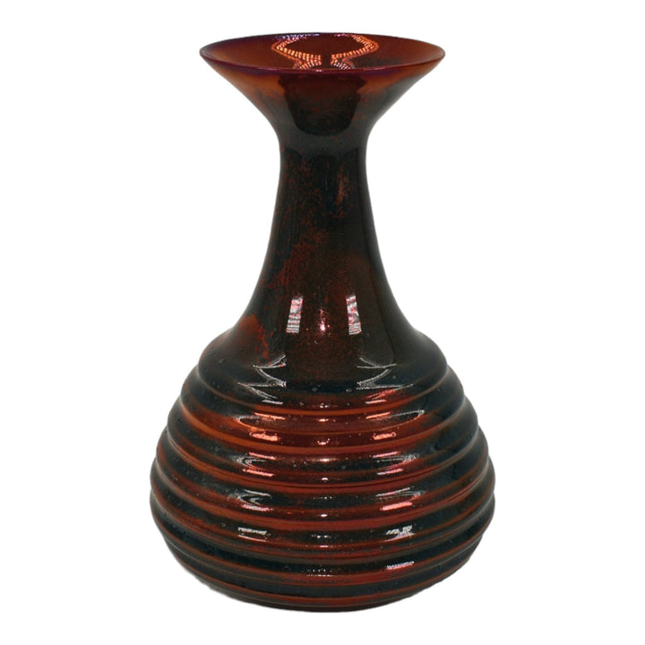 James Haggerty Studio Art Pottery Hand Made Metallic Red Luster Ceramic Vase