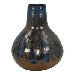 Labrec French 1920-30s Art Deco Pottery Hand Made Blue Drip Ceramic Vase - Just Art Pottery