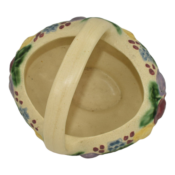 Roseville Rozane 1917 Vintage Art Pottery Floral Ivory Ceramic Basket 248-8 - Just Art Pottery
