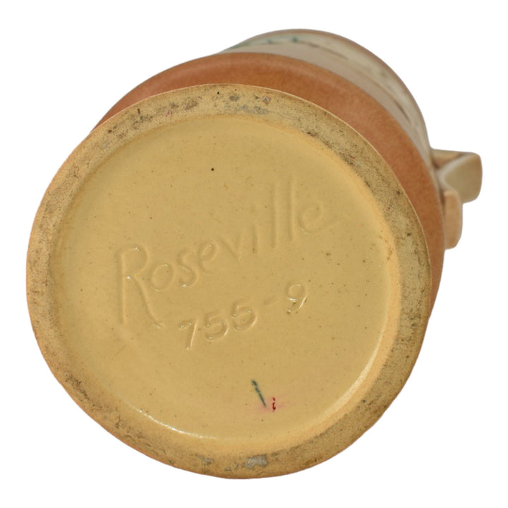 Roseville Clemana Brown 1936 Vintage Art Deco Pottery Ceramic Vase 755-9 - Just Art Pottery