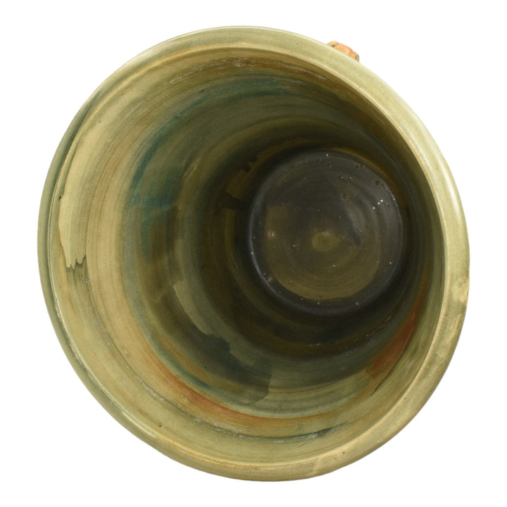 Weller Copra 1915 Vintage Art Pottery Daffodil Green Ceramic Jardiniere Planter