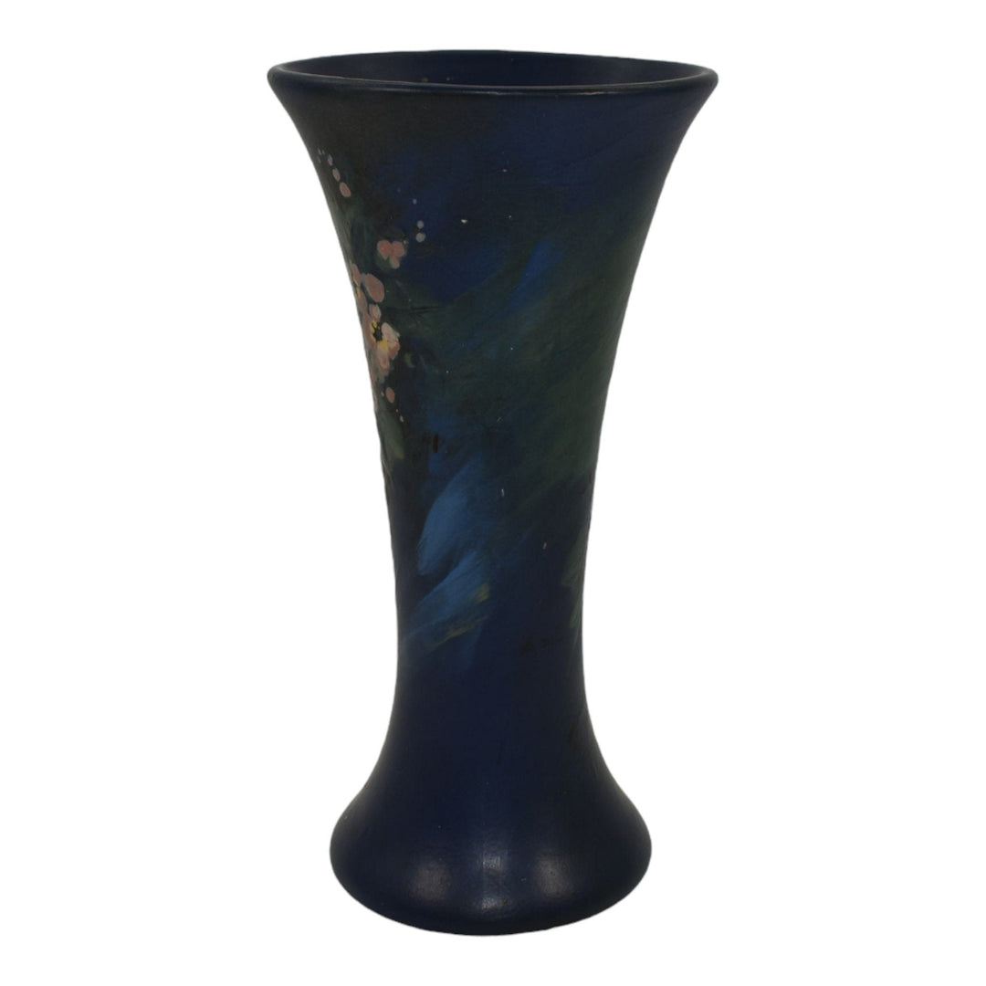 Weller Hudson Blue And Decorated Vintage 1920s Pottery Blue Floral Ceramic Vase