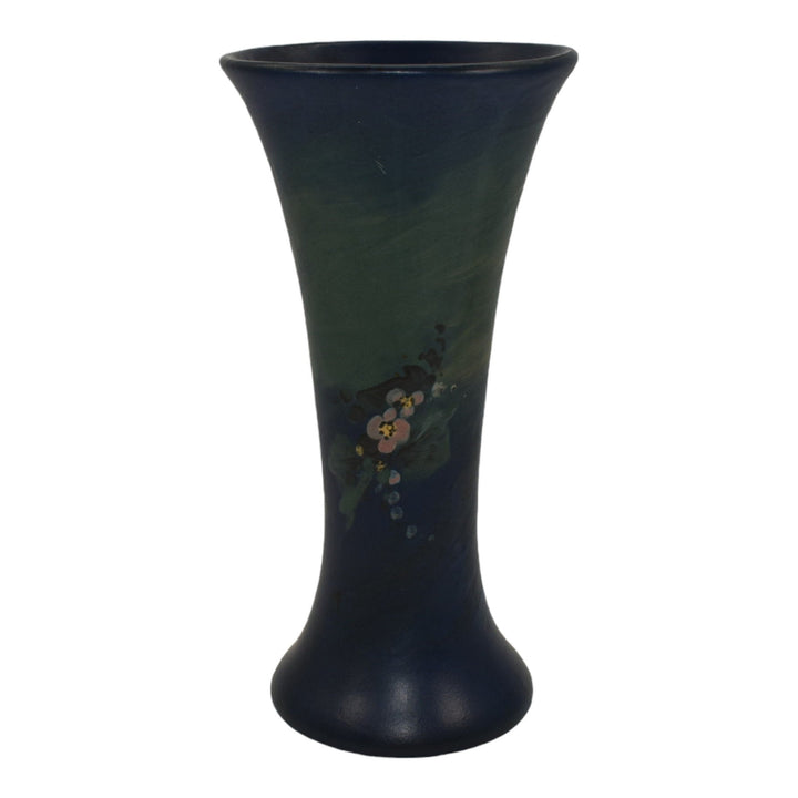 Weller Hudson Blue And Decorated Vintage 1920s Pottery Blue Floral Ceramic Vase