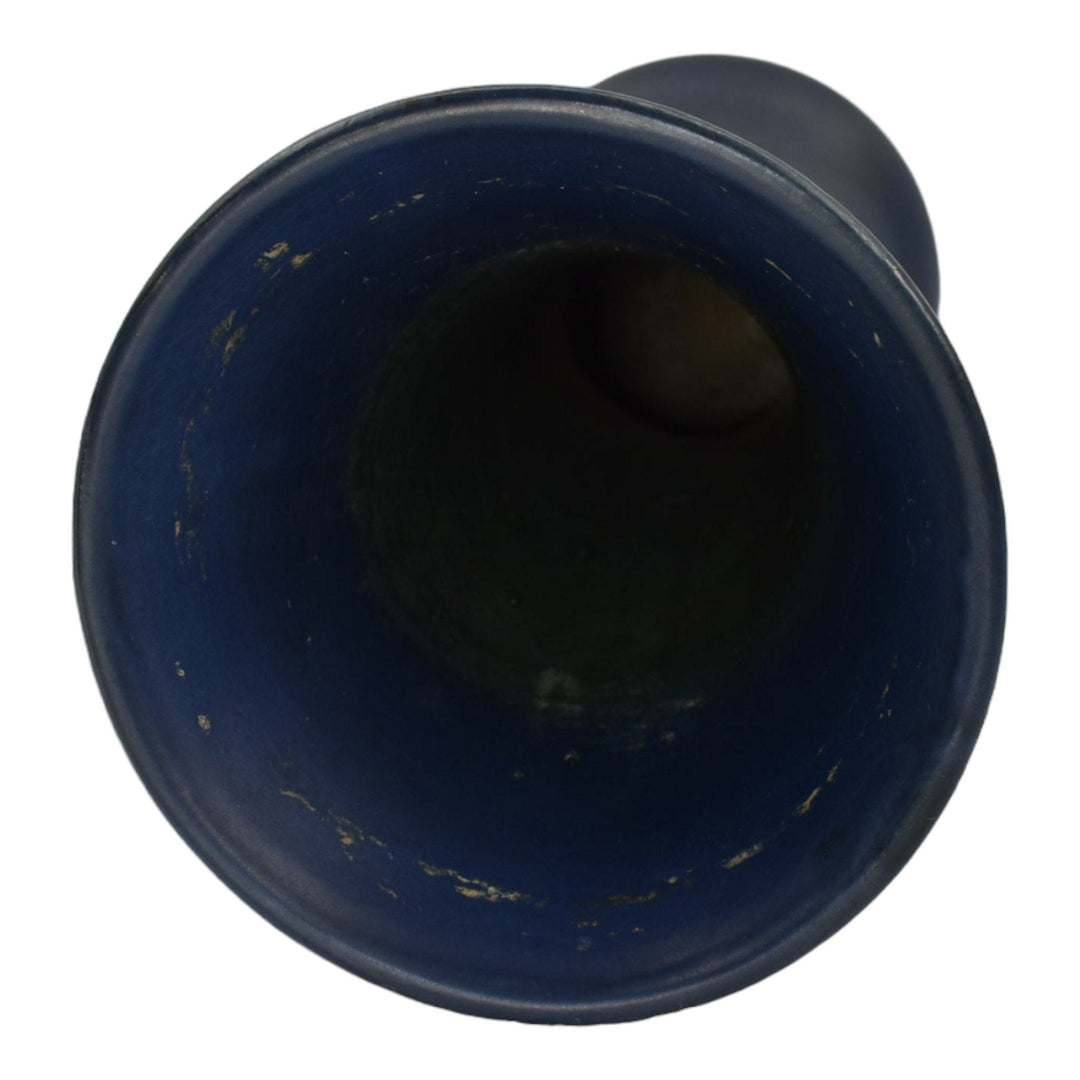 Weller Hudson Blue And Decorated Vintage 1920s Pottery Blue Floral Ceramic Vase