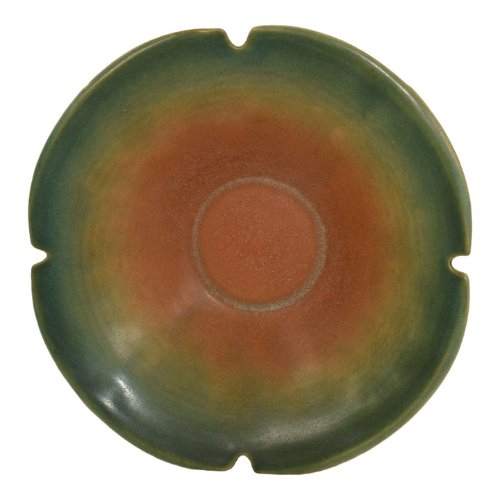 Roseville White Rose Brown Green 1940 Vintage Art Pottery Ceramic Bowl 390-8 - Just Art Pottery