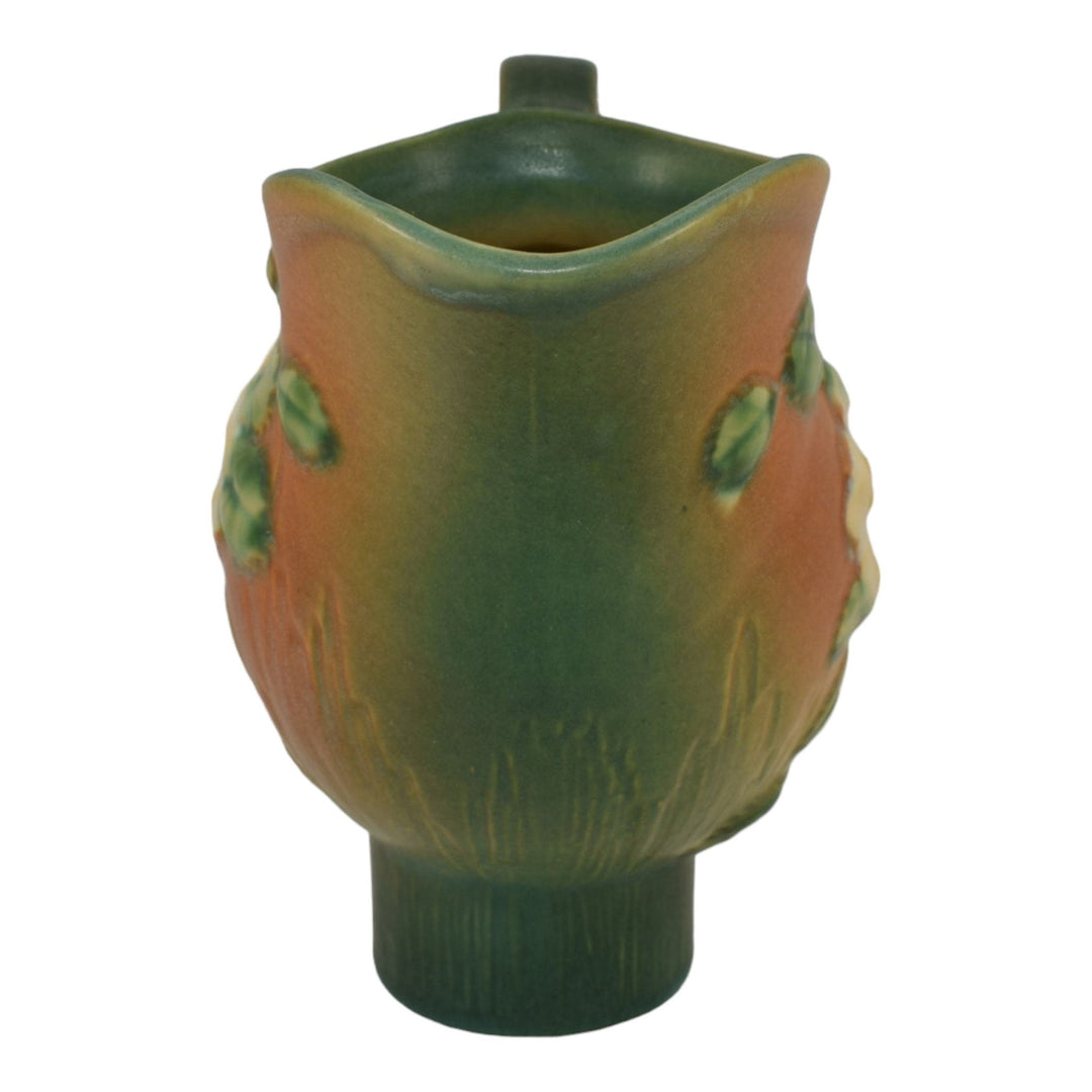 Roseville White Rose Brown Green 1940 Mid Century Modern Pottery Pitcher 1324