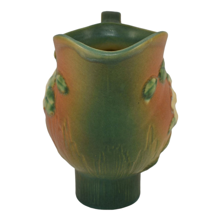 Roseville White Rose Brown Green 1940 Mid Century Modern Pottery Pitcher 1324