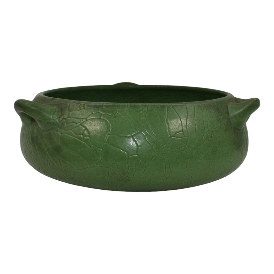 Roseville Matte Green 1907 Art Pottery Three Handle Ceramic Fern Dish Bowl 316