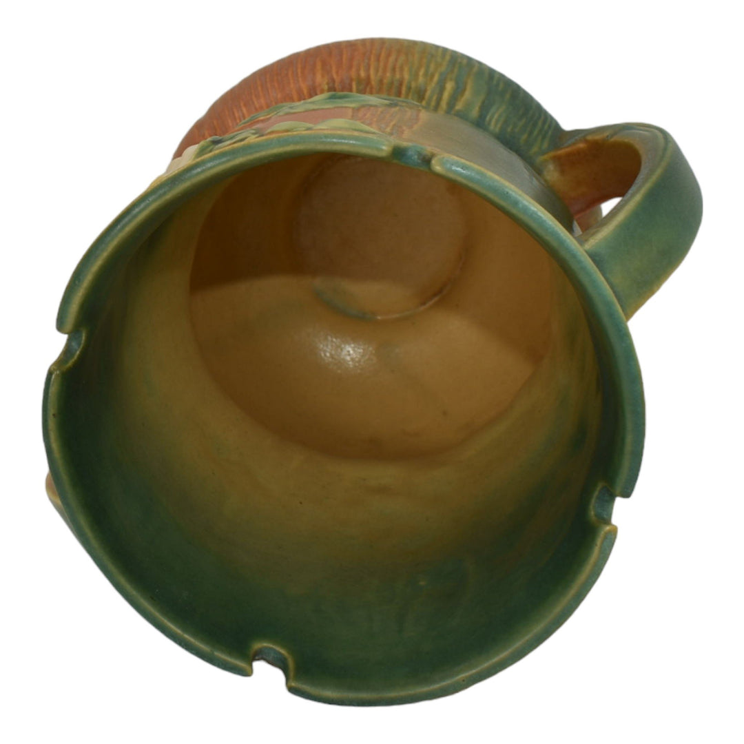 Roseville White Rose Brown 1940 Mid Century Modern Pottery Ceramic Vase 985-8 - Just Art Pottery