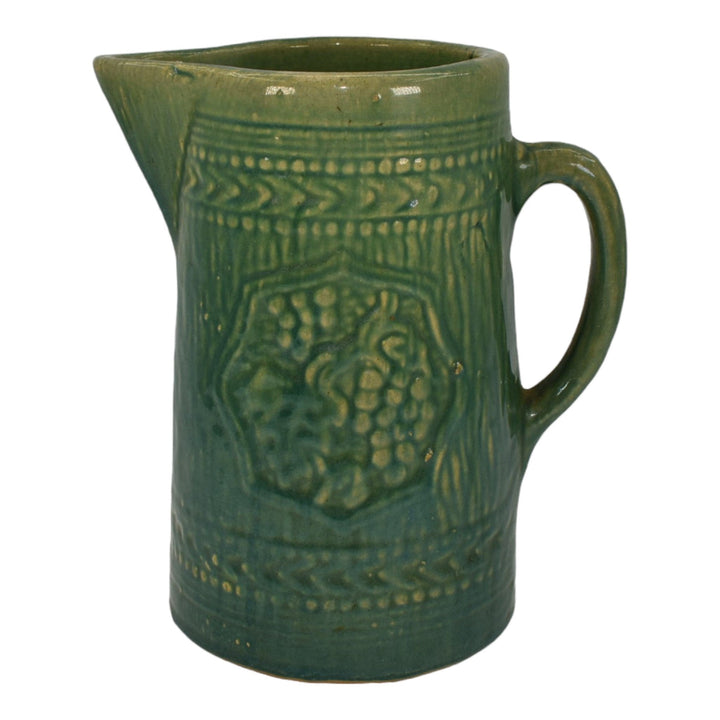 Mccoy Pottery 1926 Art Pottery Green Grapes Leaf Stoneware Pitcher