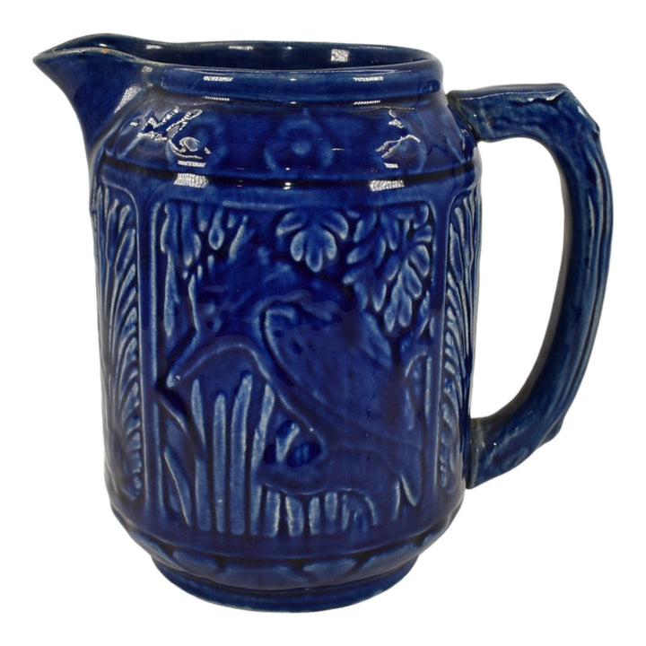 Weller Pottery Zona 1920s Vintage Cobalt Blue Kingfisher Ceramic Pitcher