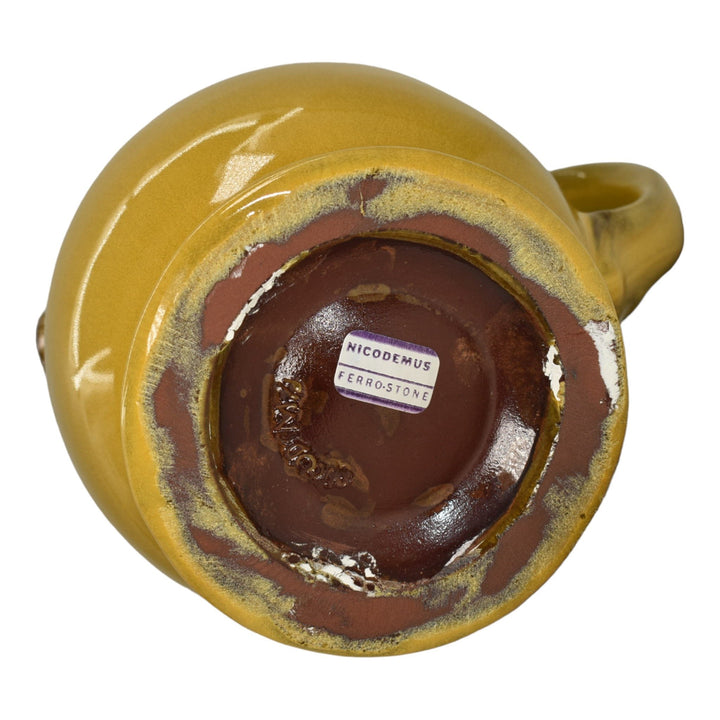Nicodemus Vintage Mid Century Modern Art Pottery Yellow Ceramic Pitcher 84 - Just Art Pottery