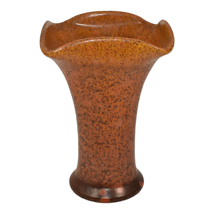 Muncie 1920s Vintage Art Deco Pottery Bittersweet Orange Ceramic Vase U-8 - Just Art Pottery