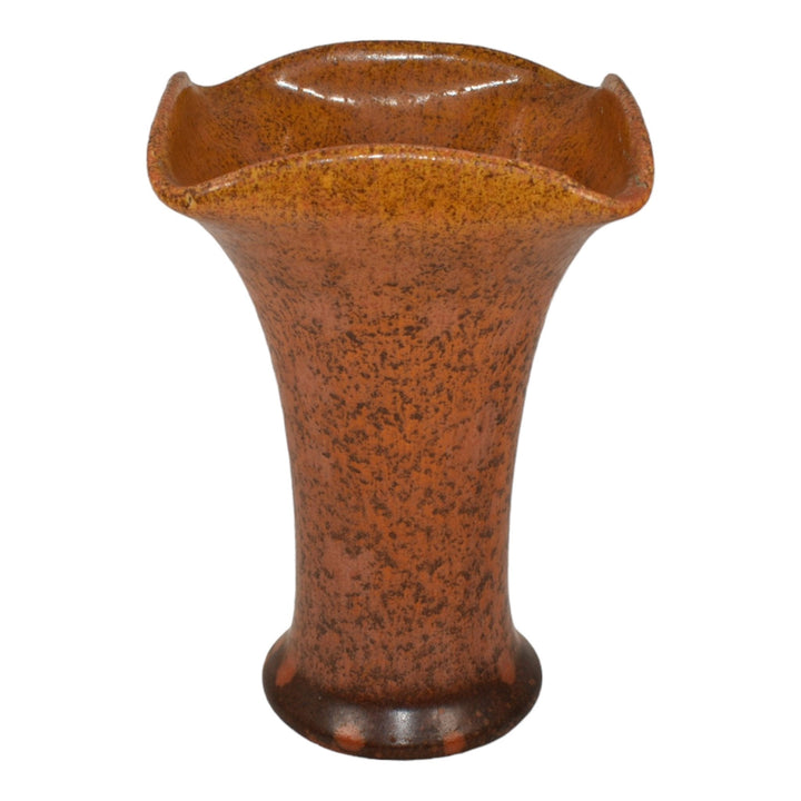 Muncie 1920s Vintage Art Deco Pottery Bittersweet Orange Ceramic Vase U-8 - Just Art Pottery