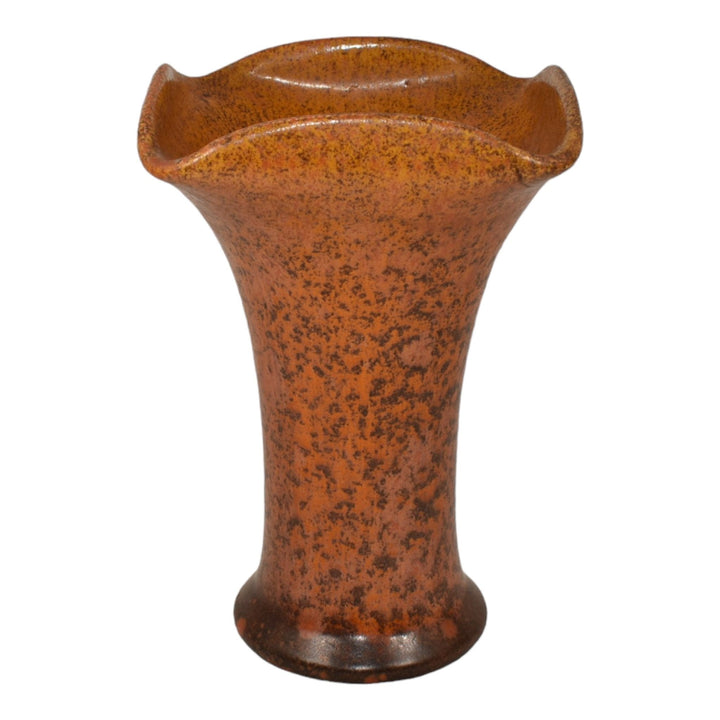 Muncie 1920s Vintage Art Deco Pottery Bittersweet Orange Ceramic Vase U-8 - Just Art Pottery
