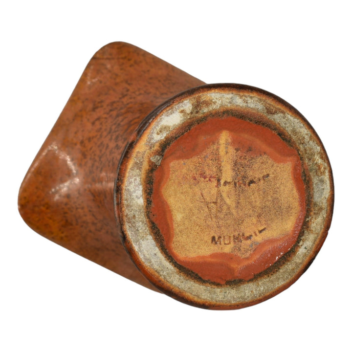 Muncie 1920s Vintage Art Deco Pottery Bittersweet Orange Ceramic Vase U-8 - Just Art Pottery