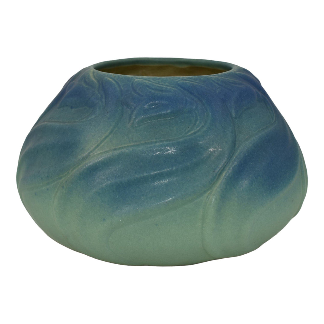 Van Briggle 1922-26 USA Art Pottery Blue Flowers And Leaves Ceramic Vase 849 - Just Art Pottery