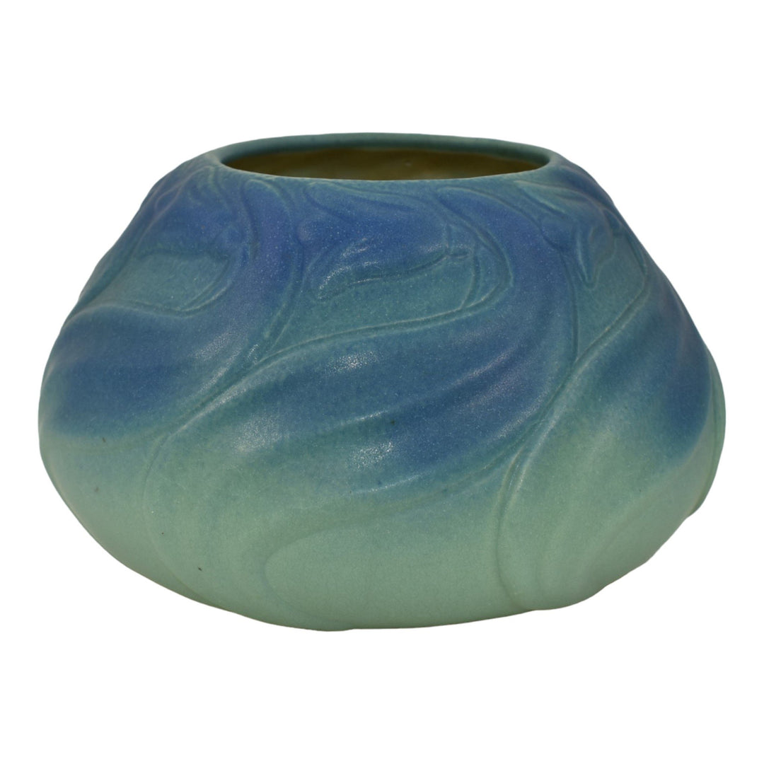 Van Briggle 1922-26 USA Art Pottery Blue Flowers And Leaves Ceramic Vase 849 - Just Art Pottery