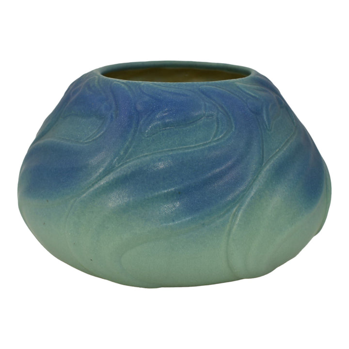 Van Briggle 1922-26 USA Art Pottery Blue Flowers And Leaves Ceramic Vase 849 - Just Art Pottery