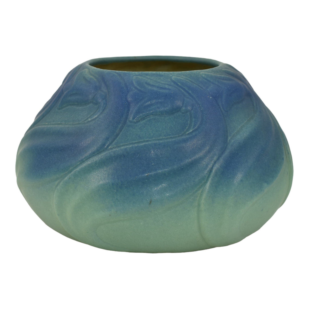 Van Briggle 1922-26 USA Art Pottery Blue Flowers And Leaves Ceramic Vase 849 - Just Art Pottery