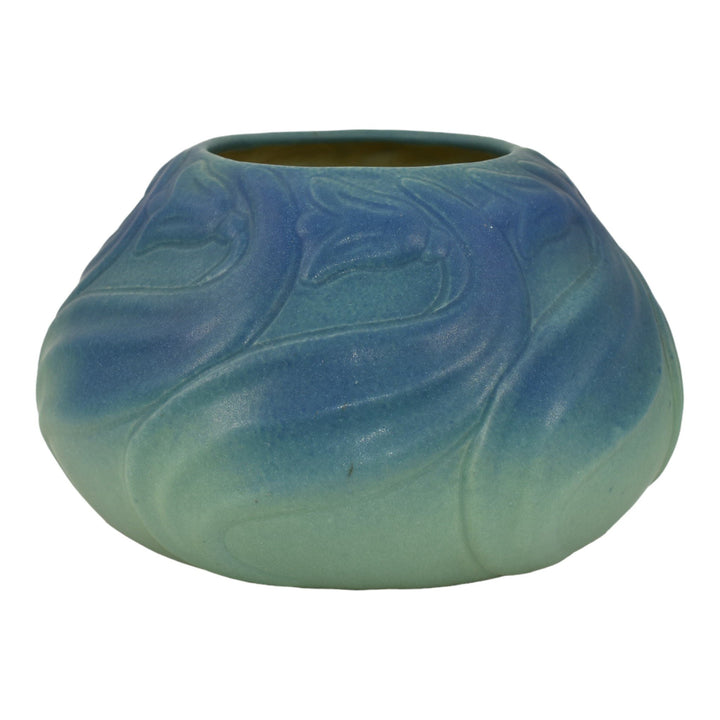 Van Briggle 1922-26 USA Art Pottery Blue Flowers And Leaves Ceramic Vase 849 - Just Art Pottery
