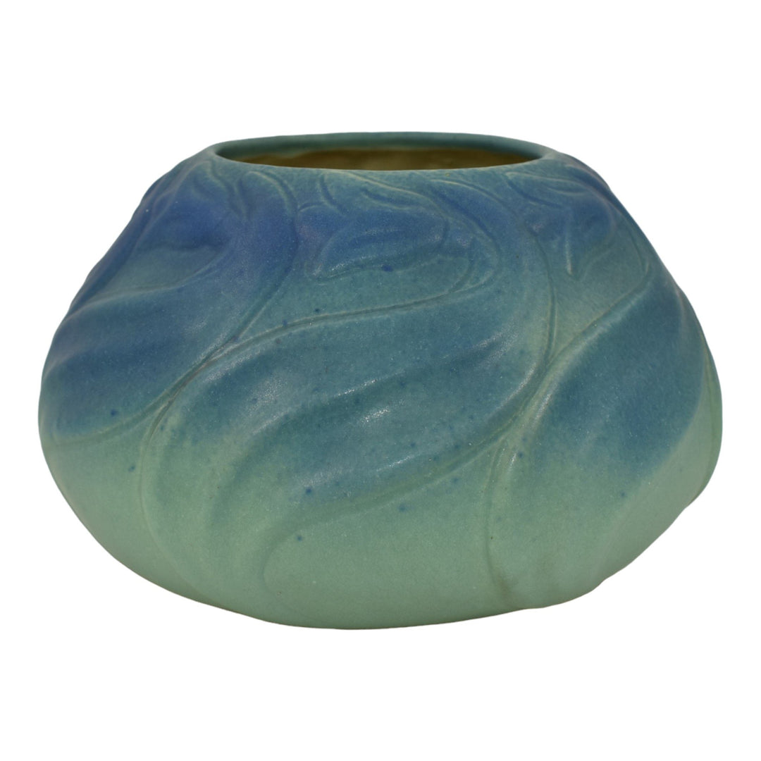 Van Briggle 1922-26 USA Art Pottery Blue Flowers And Leaves Ceramic Vase 849 - Just Art Pottery