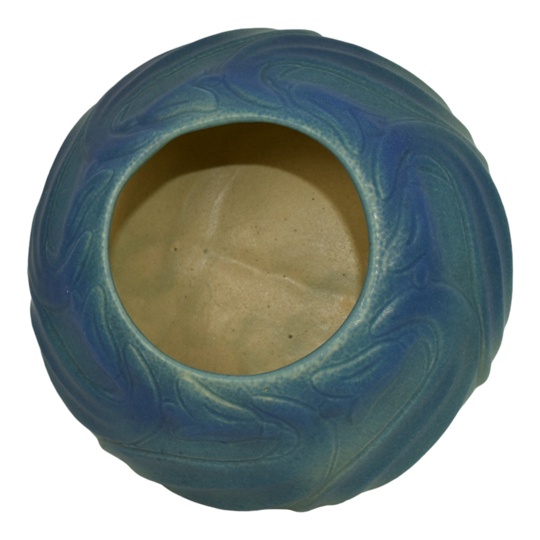 Van Briggle 1922-26 USA Art Pottery Blue Flowers And Leaves Ceramic Vase 849 - Just Art Pottery