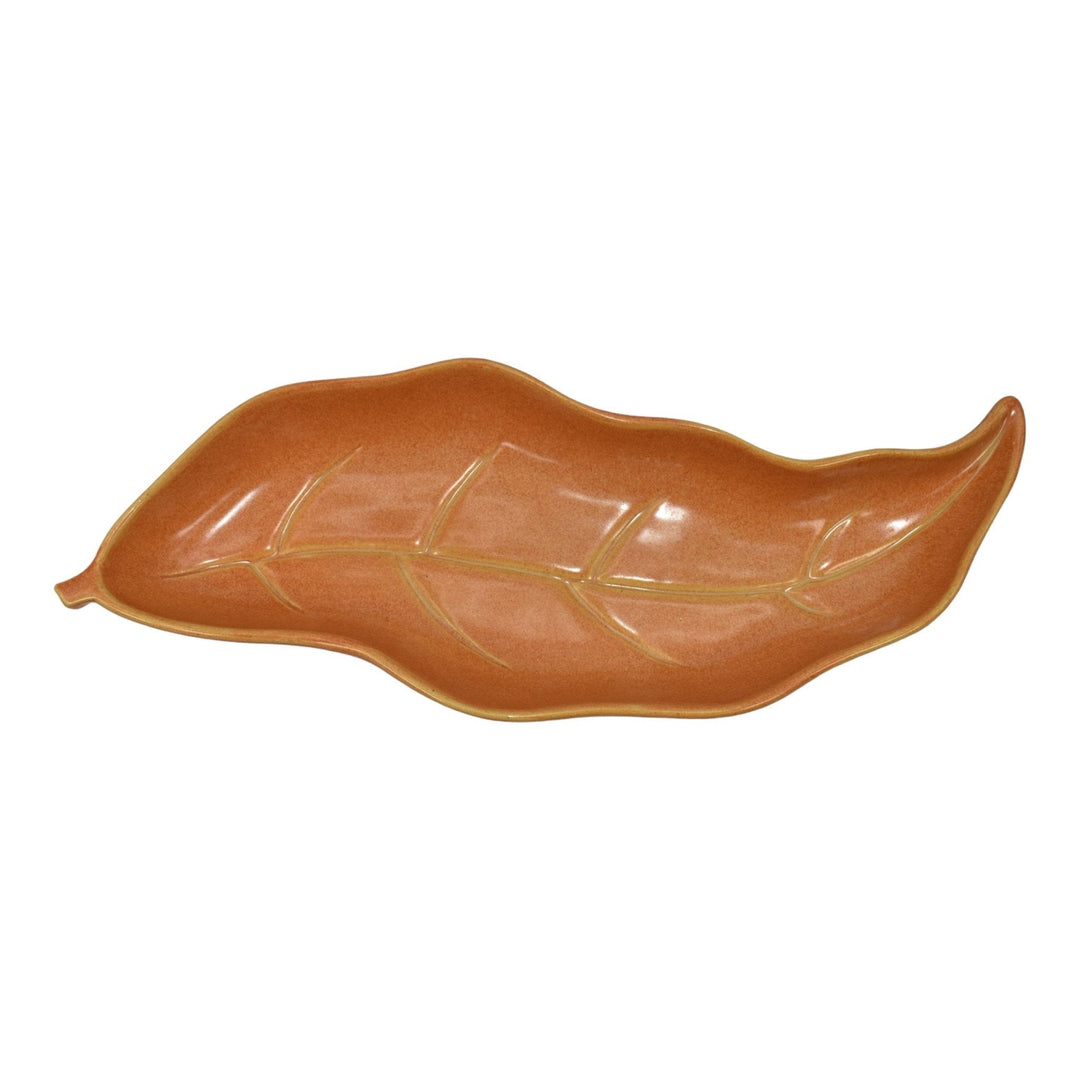 Roseville Capri Orange 1954 Mid Century Modern Pottery Leaf Tray Bowl 532-15