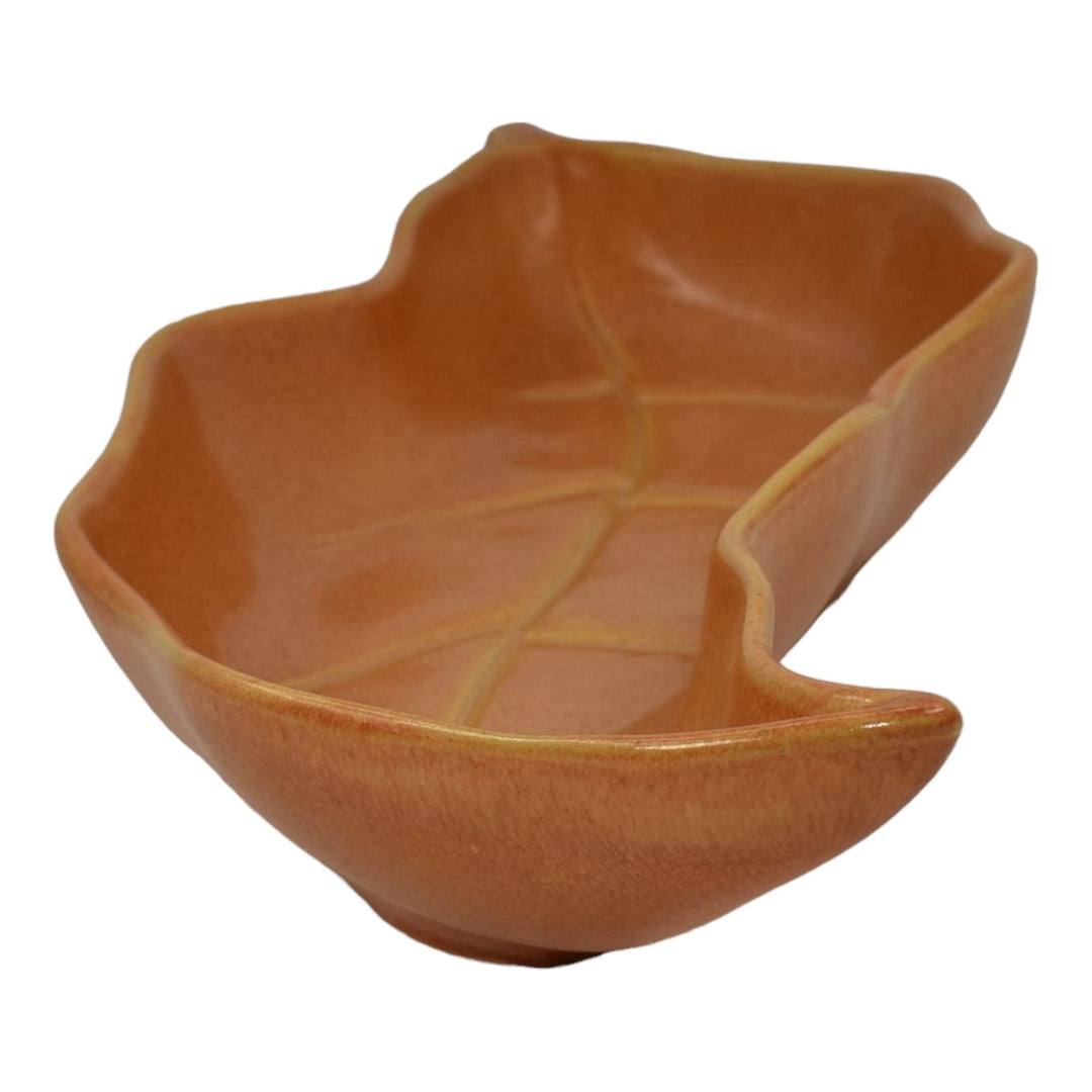 Roseville Capri Orange 1954 Mid Century Modern Pottery Leaf Tray Bowl 532-15