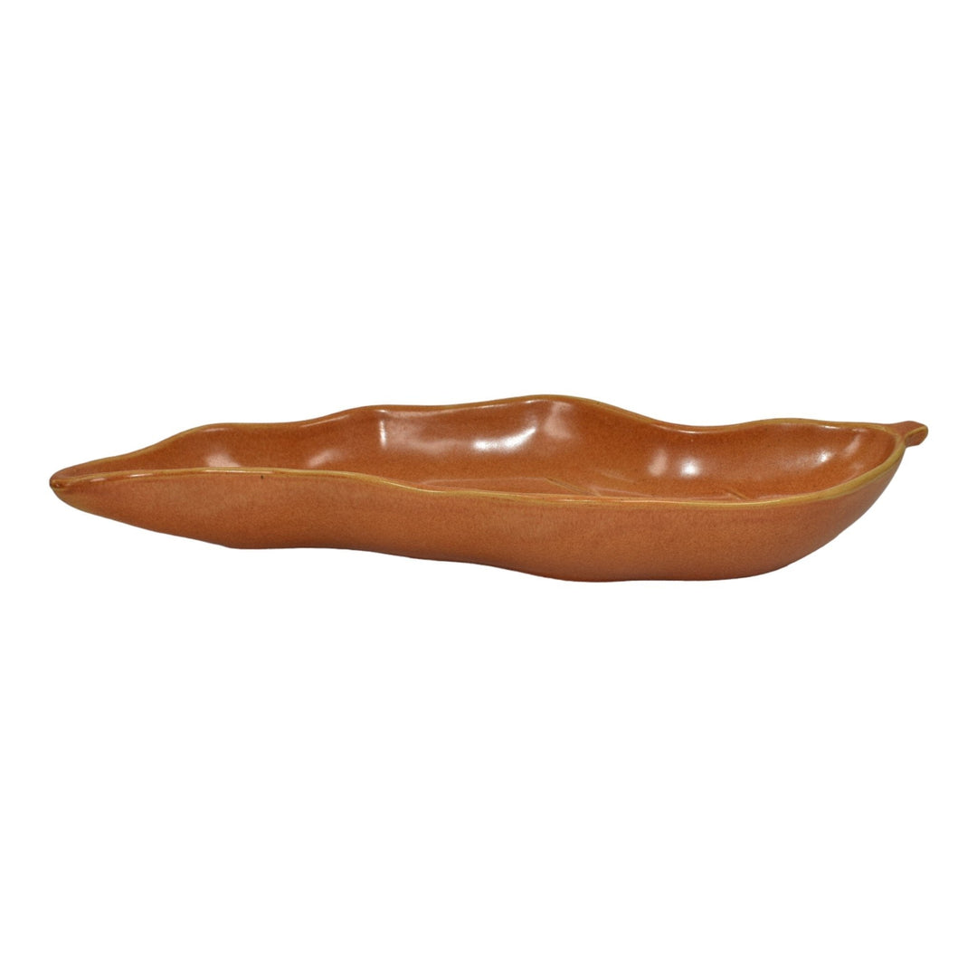 Roseville Capri Orange 1954 Mid Century Modern Pottery Leaf Tray Bowl 532-15