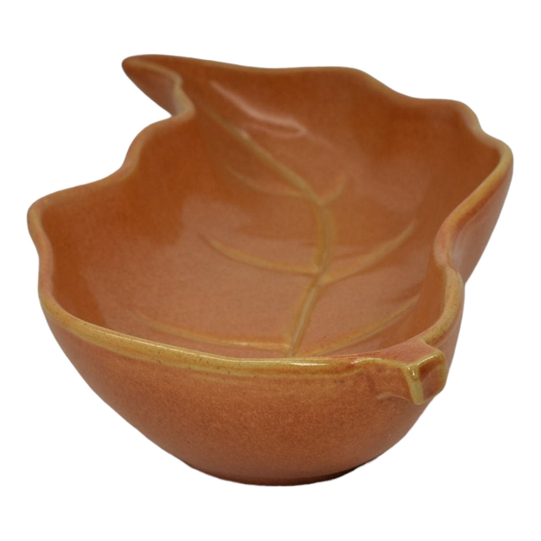 Roseville Capri Orange 1954 Mid Century Modern Pottery Leaf Tray Bowl 532-15
