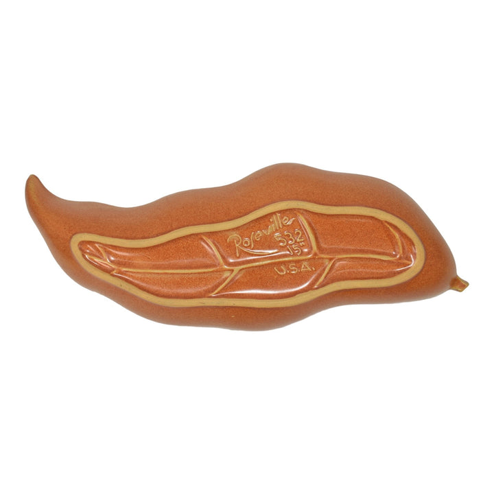 Roseville Capri Orange 1954 Mid Century Modern Pottery Leaf Tray Bowl 532-15